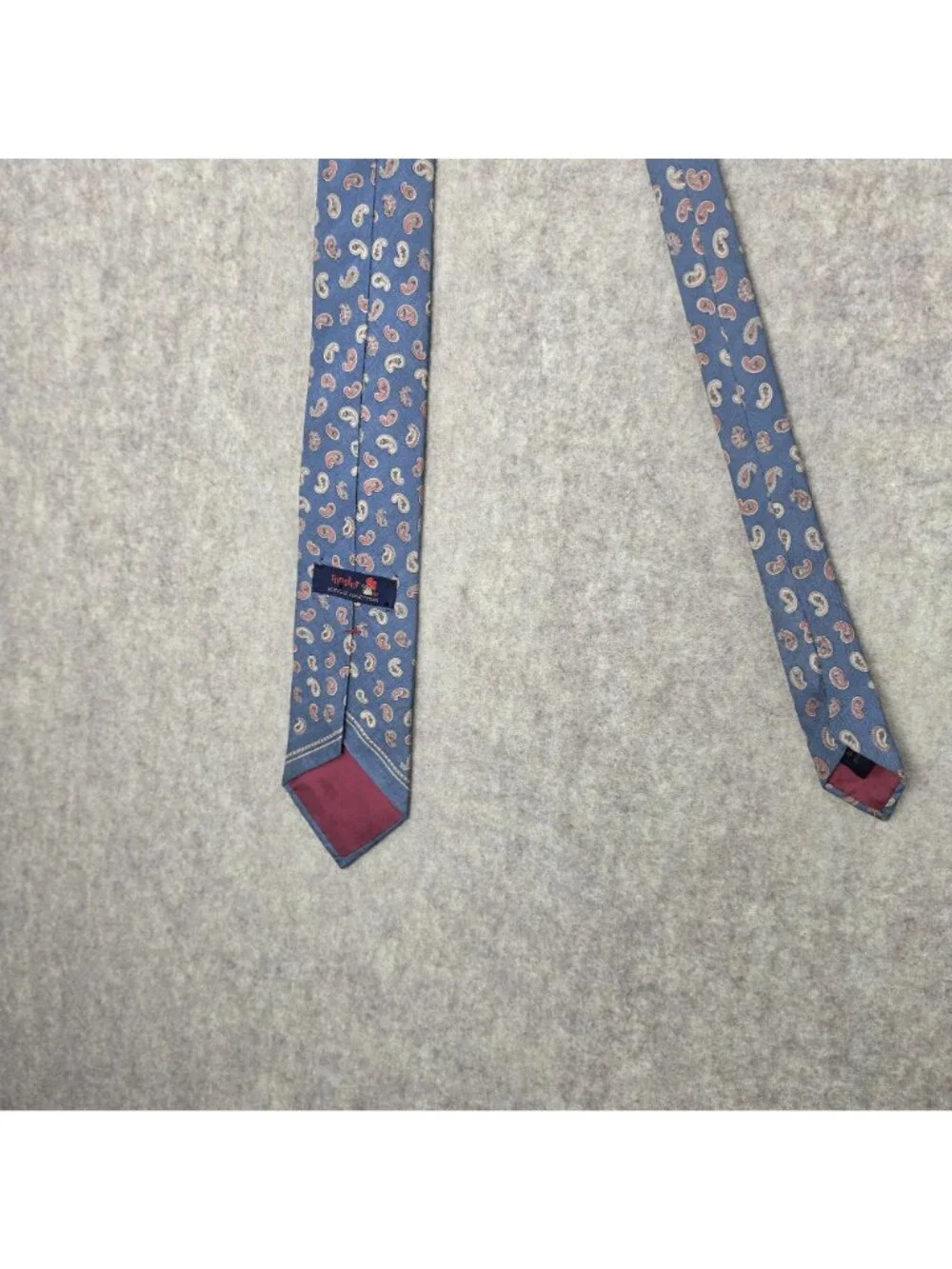 Rooster Mens Silk Necktie Blue Paisley Design All Silk Narrow Classic Style